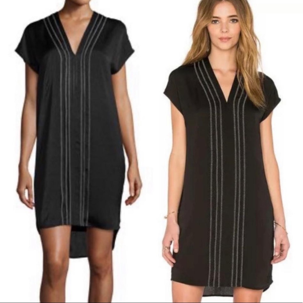 Vince Black Washed Embroidered Casual Dress Size 0
